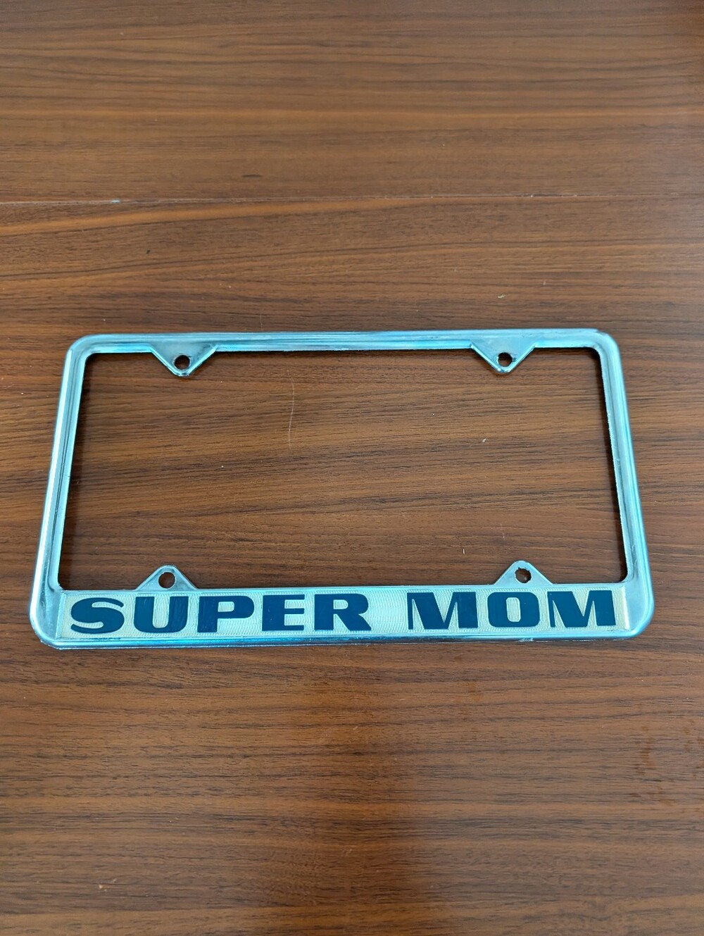 Vintage Super Mom Chrome License Plate Frame Pre Owned